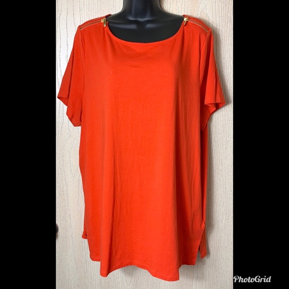 MICHAEL Michael Kors Tops - Michael by Michael Kors Orange Zipper Top Sz 2X